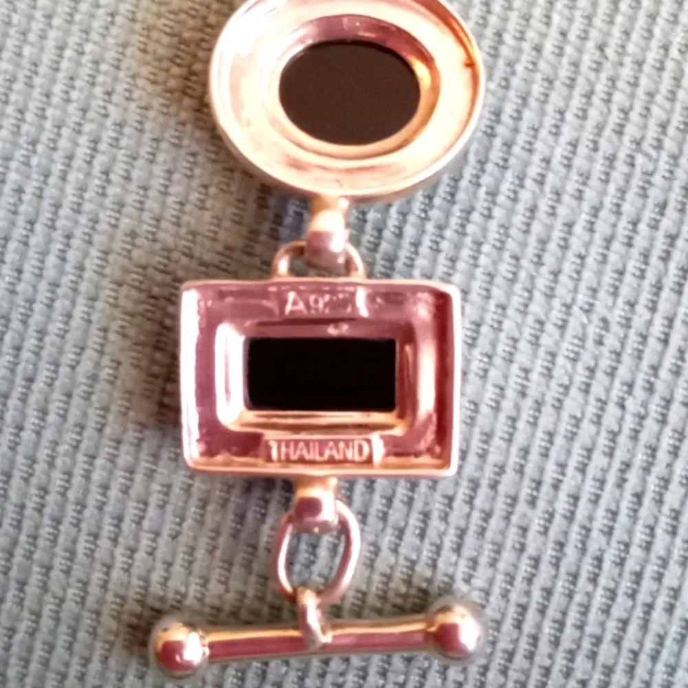 BLACK ONYX OVAL AND RECTANGLE STERLING SILVER BRACELET 🖤🖤🖤 - Picture 4 of 6